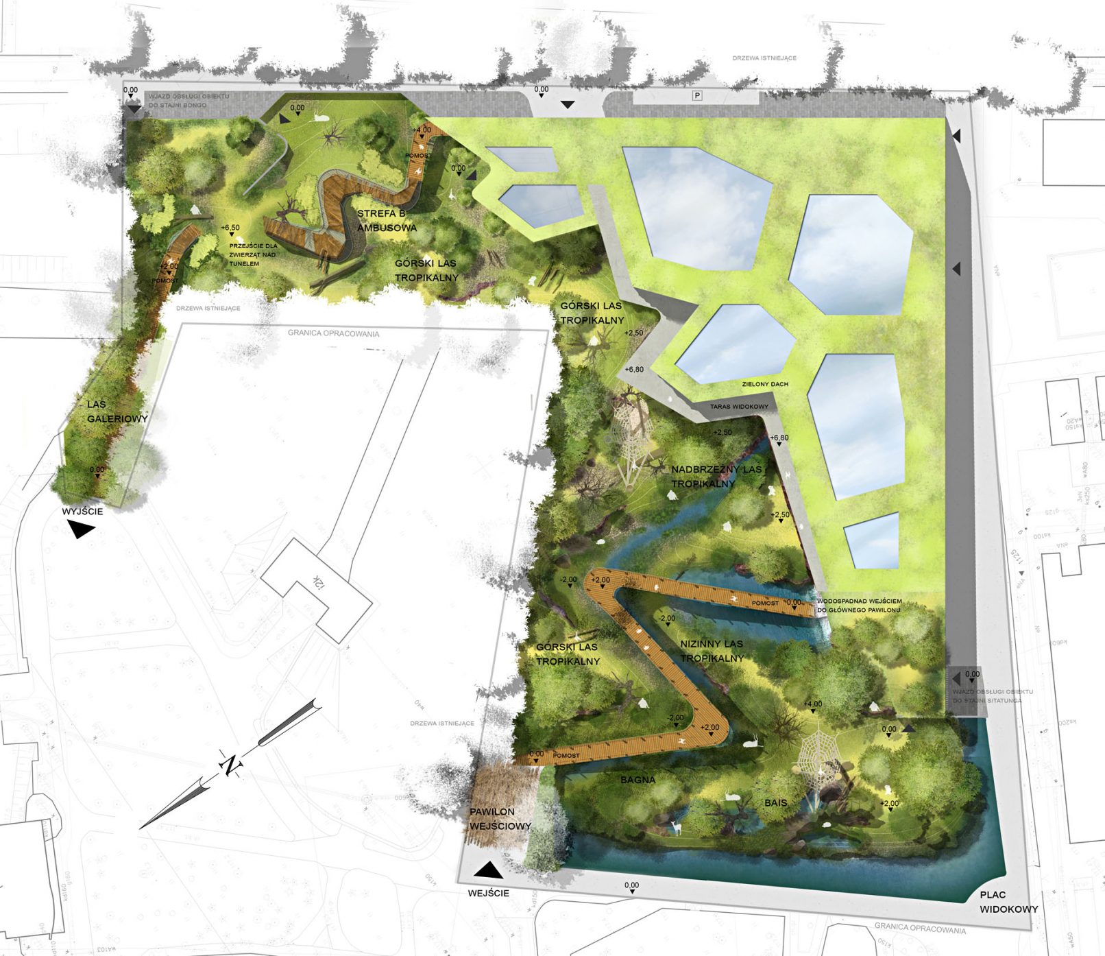 Obiekt ekspozycyjno-hodowlany dla goryli i innych zwierząt Lasów Deszczowych Afryki Równikowej - Projekt Zagospodarowania terenu